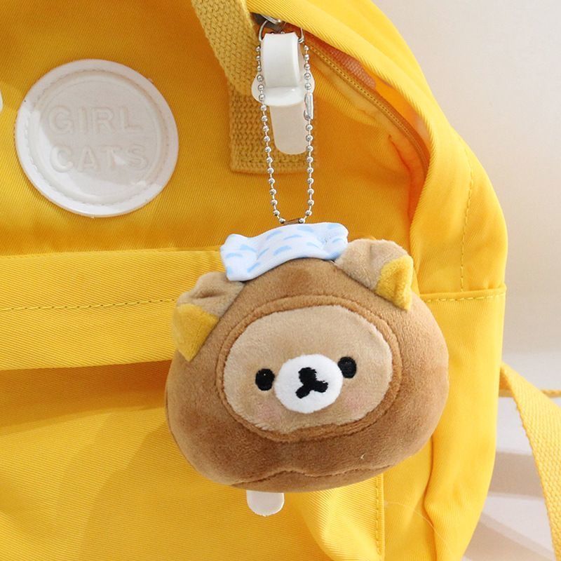 日系轻松熊烤馒头公仔挂件可爱高颜值熊头包包钥匙扣小熊玩偶挂件