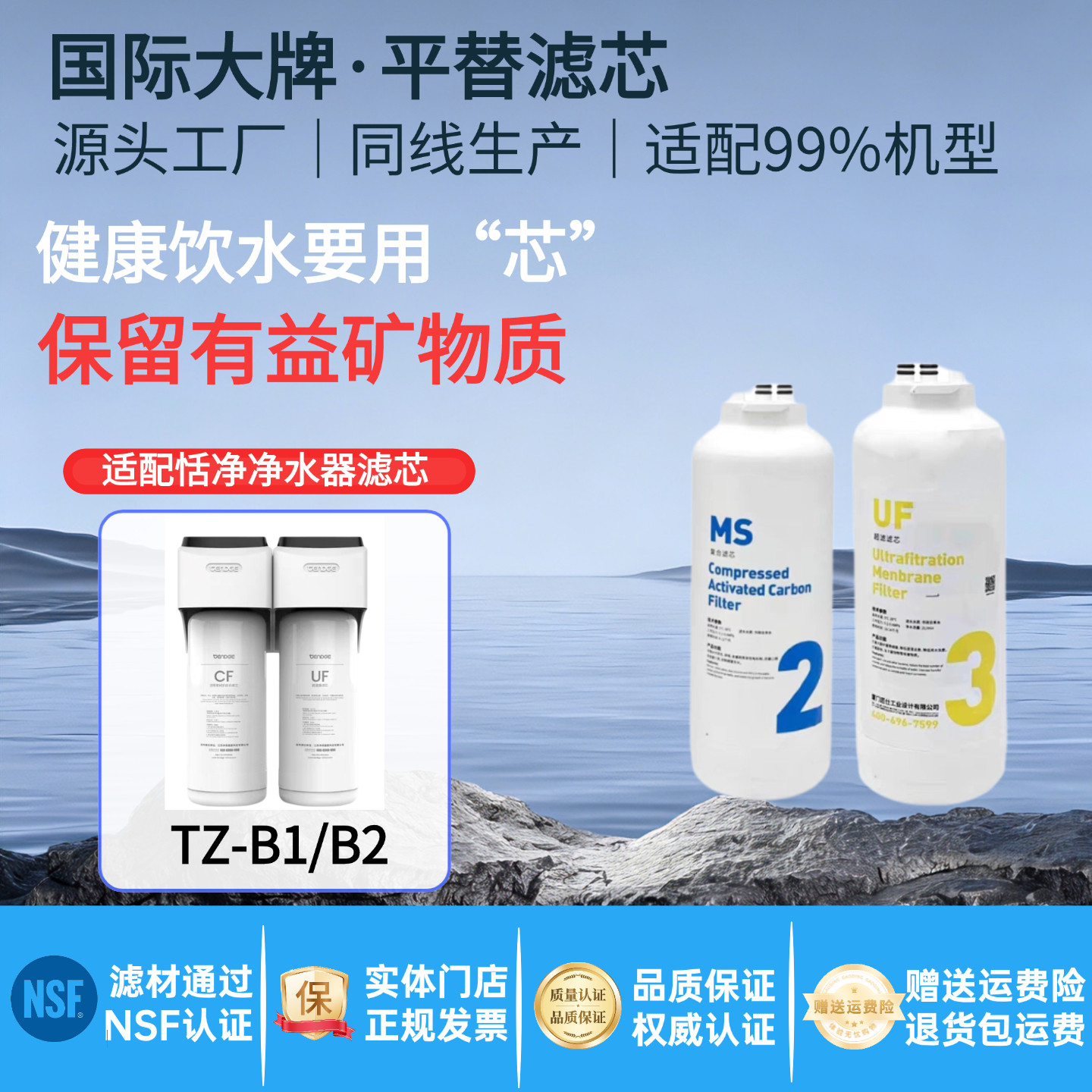 适配Tendge恬净净水器TZ-B/TZ-B2超滤滤芯 原厂通用非原装