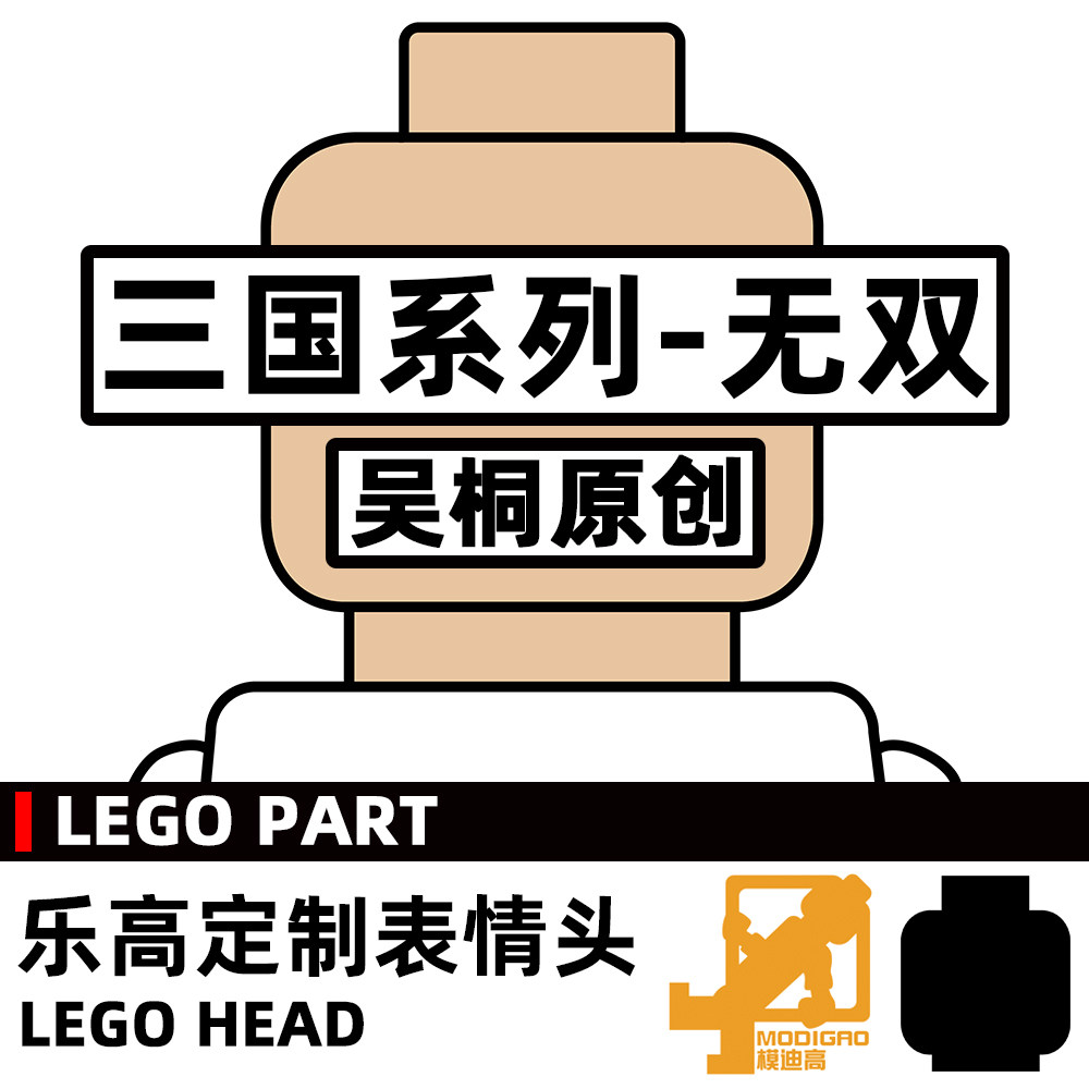模迪高LEGO乐高积木第三方人仔表情头MOC定制 三国无双图片