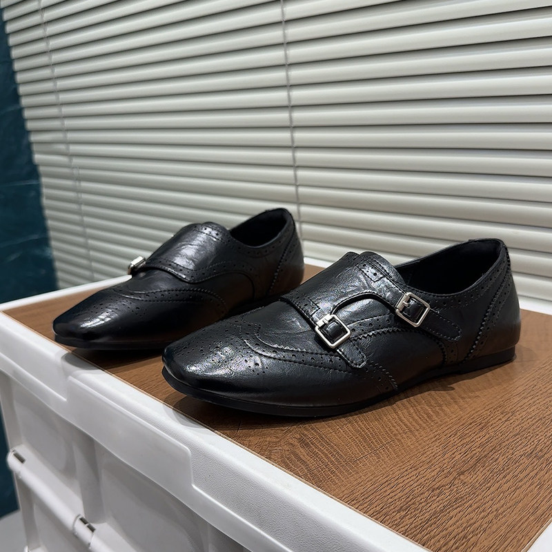 英伦风布洛克鞋女2026春季黑色方头搭扣雕花乐福鞋平底百搭小皮鞋,女鞋,牛津鞋/布洛克鞋/德比鞋,淘宝优惠券,粉丝福利购,淘宝优惠卷