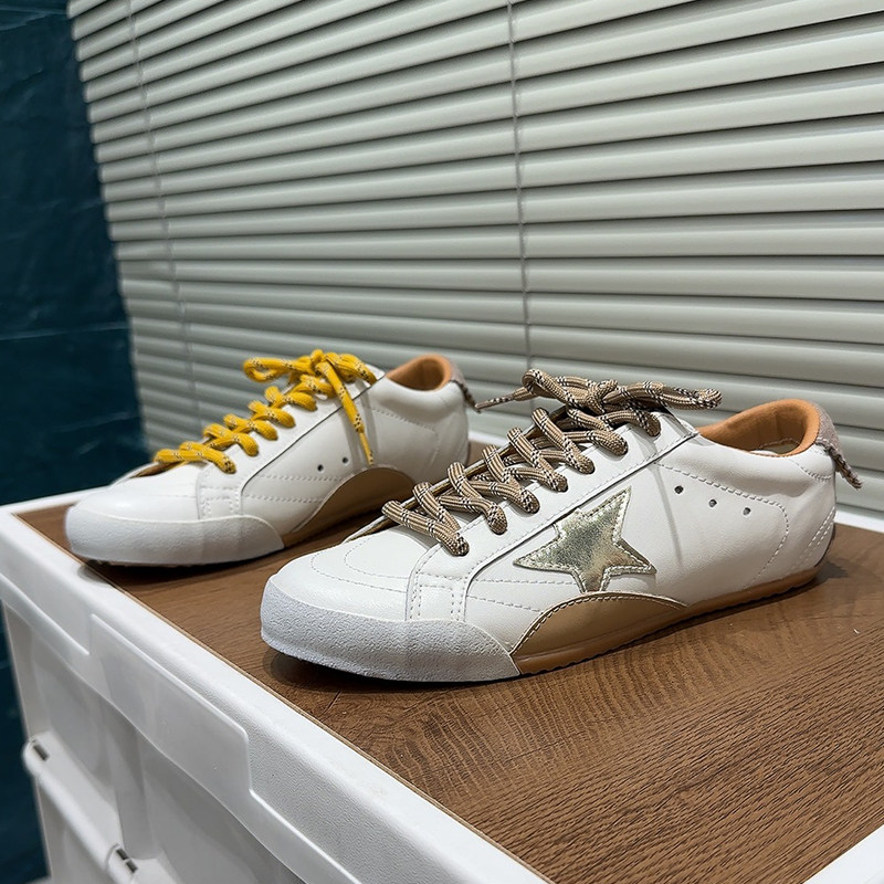 韩版复古星星板鞋女2026春季新款真皮拼色休闲鞋百搭小白鞋德训鞋,女鞋,时尚休闲鞋,淘宝优惠券,粉丝福利购,淘宝优惠卷