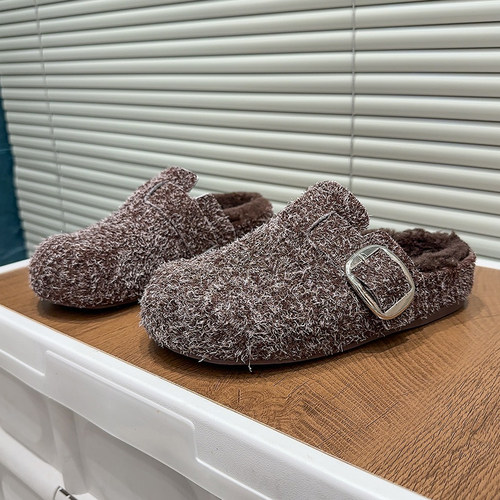 2025秋冬新款毛毛鞋厚底加绒保暖