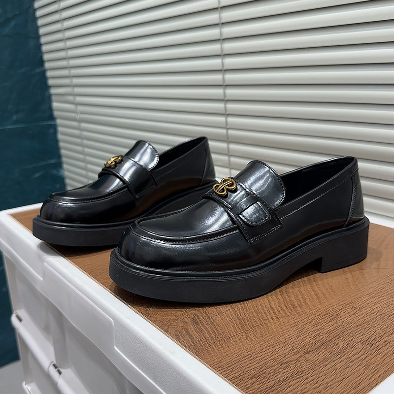 英伦风厚底乐福鞋女2026春季新款黑色金属扣一脚蹬百搭通勤小皮鞋,女鞋,乐福鞋（豆豆鞋）,淘宝优惠券,粉丝福利购,淘宝优惠卷
