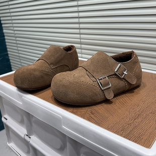 2026新真皮复古内增高雕花加绒勃肯鞋女圆头搭扣时尚休闲百搭女鞋