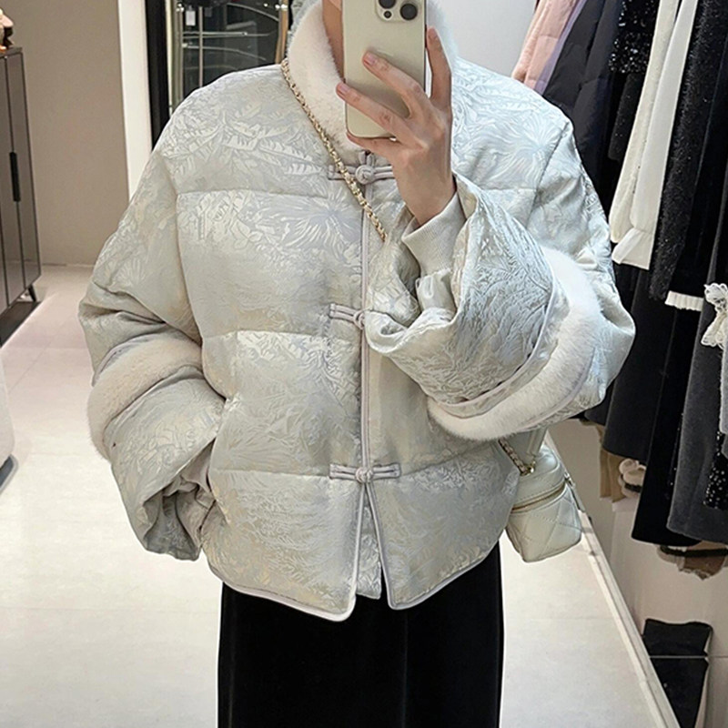 2025新中式毛绒领盘扣小个子保暖棉服女短款国风提花外套百搭棉衣,女装/女士精品,棉衣/棉服,淘宝优惠券,粉丝福利购,淘宝优惠卷