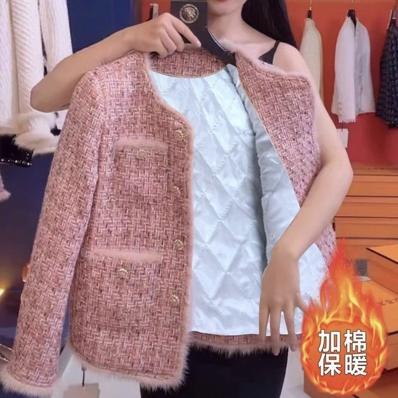 端粉色小香风短外套女季新款粗纺气质名媛加棉加厚上衣,女装/女士精品,毛呢外套,淘宝优惠券,粉丝福利购,淘宝优惠卷