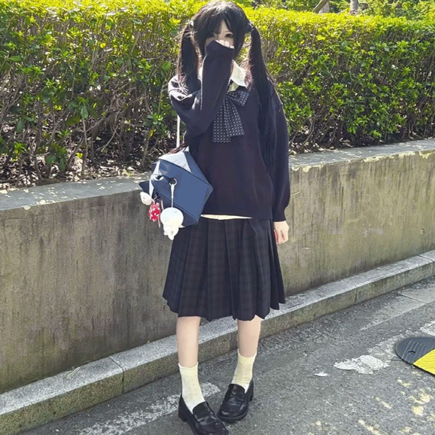 jk学院风原创正版绀色针织衫套头