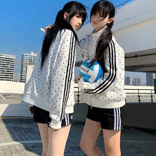 拼色体操服休闲运动服女生jk秋冬新款长袖外套韩系上衣polo衫套装