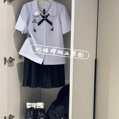 泰式校服短袖衬衫上衣夏学院风
