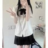 女学生百搭基础款 日系原创JK制服衬衣短袖 衬衫 校供感风琴褶上衣潮