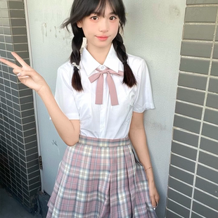 日系甜美学院风樱奈春时jk制服格裙子女校供感基础款 短袖 衬衫 套装