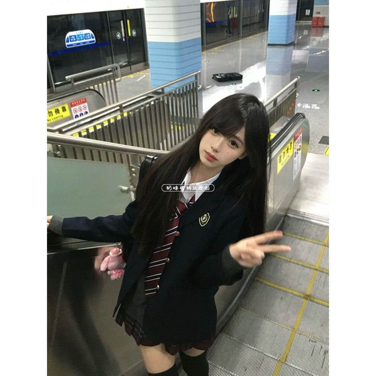 学院JK制服高校学姐外套西装单排西服秋冬毛衣jk针织开衫格裙套装