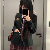 日系JK制服正版 西服上衣三粒扣套装 原创玄格裙百褶裙子女长袖 西装