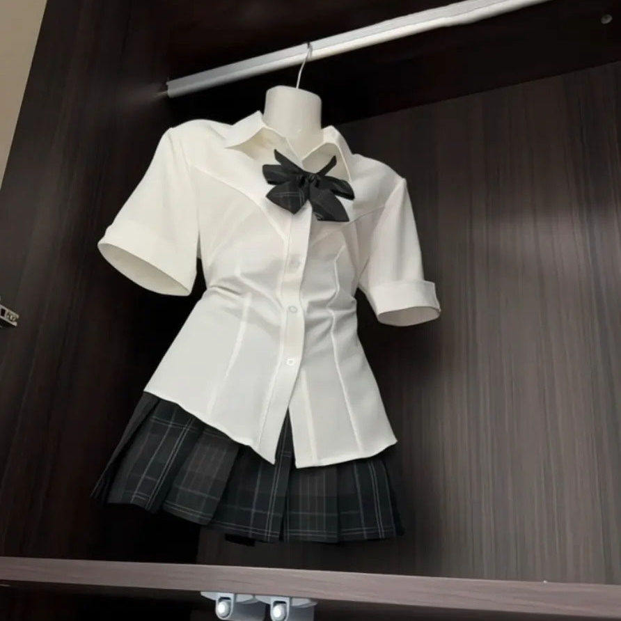 jk收腰显瘦衬衫白衬衣上衣女学院图片