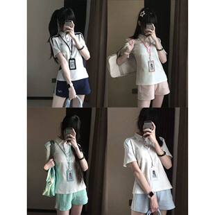 日系JK制服体操服套装原创夏季新品学院风刺绣运动短裤排球服上衣