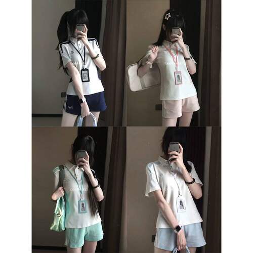 夏季新品学院风短裤排球服上衣
