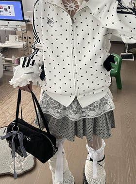 秋冬新款波点体操服长袖外搭外套