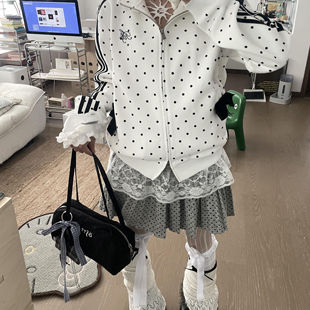秋冬季新款波点体操服长袖外搭外套女生日系原创甜美校供感jk制服