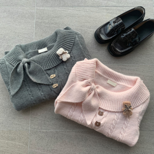 jk原创古早针织衫 vintage毛衣糖果女秋冬学院风韩系 兔耳收腰修身