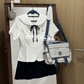 学院风制服套装 奶味樱桃jk正版 上衣女夏季 衬衫 原创海军领收腰短袖