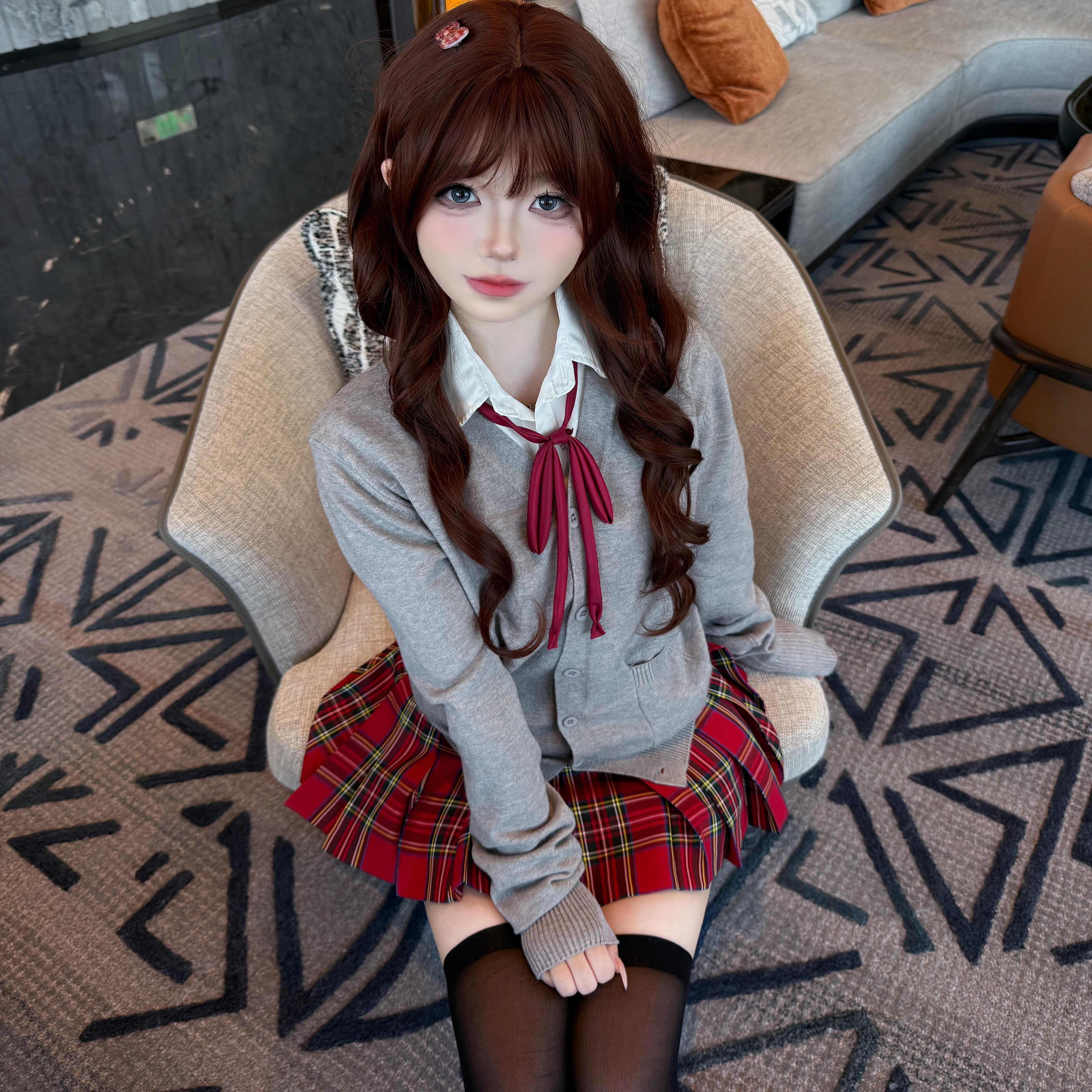 小辣椒jk格裙百褶裙子女秋冬针织