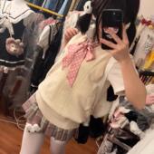 原创jk制服校供百搭马甲毛衣针织背心女春秋款 日系格裙短裙百褶裙