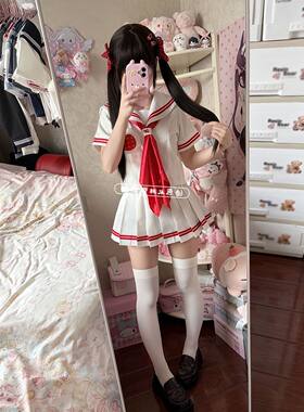 水手服校供百褶裙女软妹套装