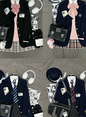 日系JK制服正版原创西装西服上衣外套女生秋冬保暖校供感叠穿套装
