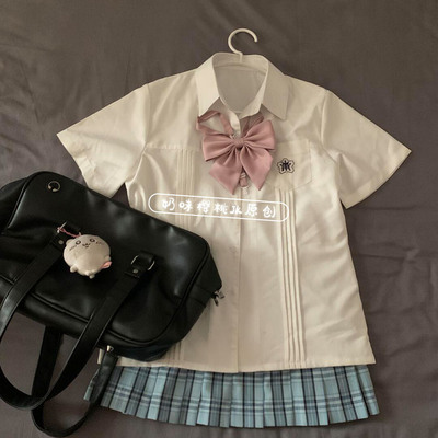 学院风jk制服短袖白衬衫上衣女款