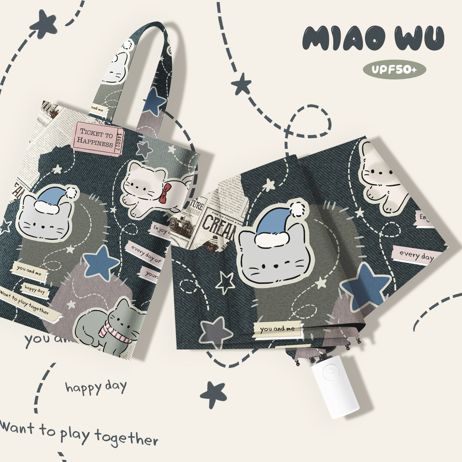 太阳伞防晒防紫外线女小巧便携遮阳伞晴雨两用全自动折叠猫咪雨伞