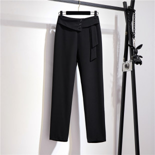 新款 女春装 直筒裤 子显瘦高腰小脚萝卜裤 垂感九分西装 宽松哈伦裤 裤
