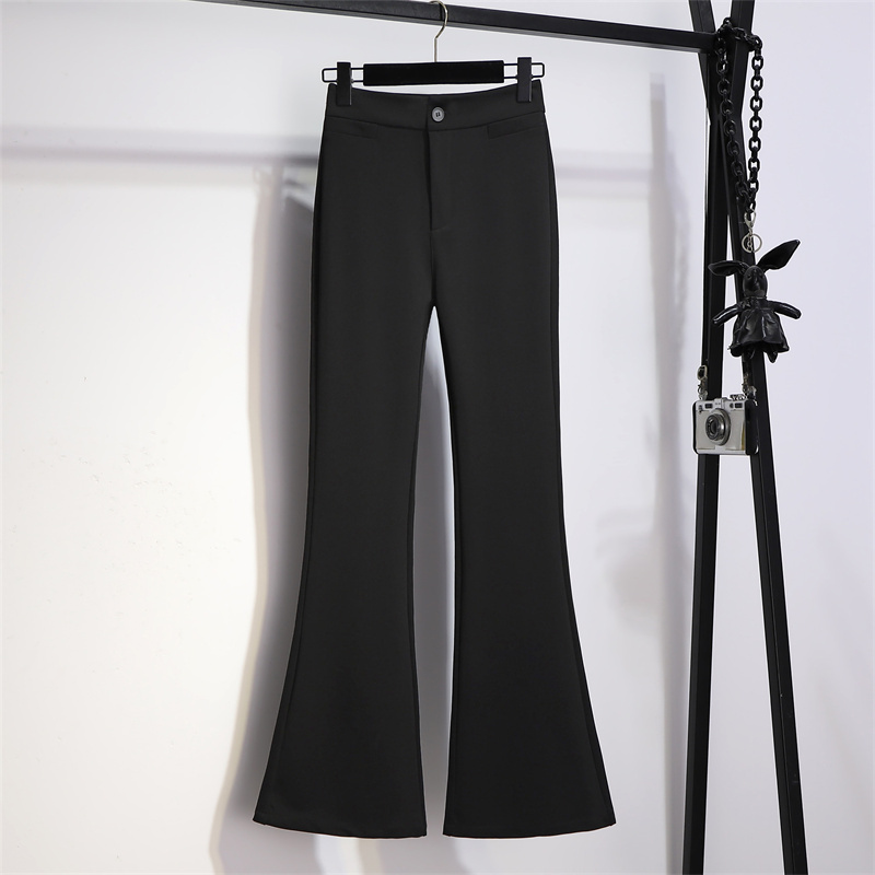 弹力修身黑色微喇裤女2025夏季薄款裤子显瘦高腰百搭喇叭裤休闲裤