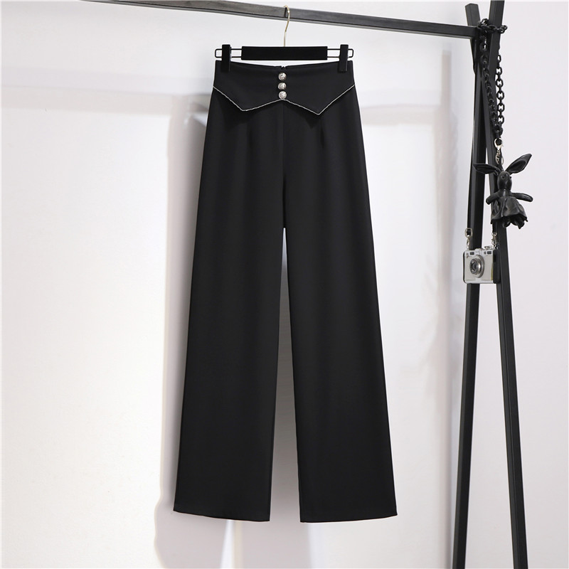 黑色阔腿裤女长裤休闲直筒西装裤