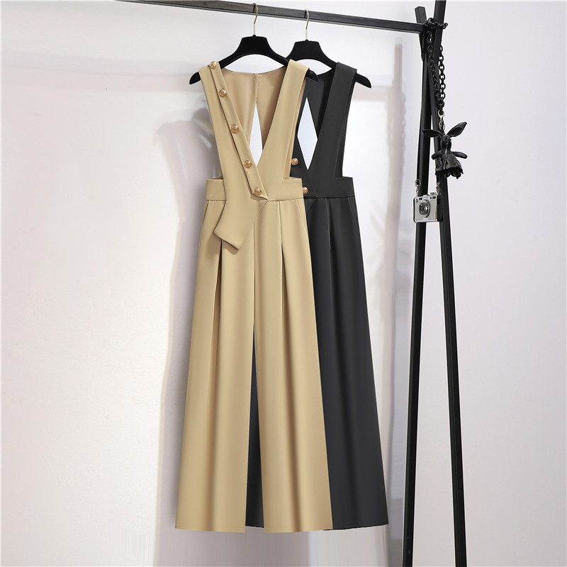 高腰背带裤女高级感连体裤