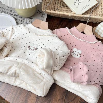 女宝宝冬季半高领加厚棉上衣儿童洋气打底衫婴儿女童加绒保暖衣服