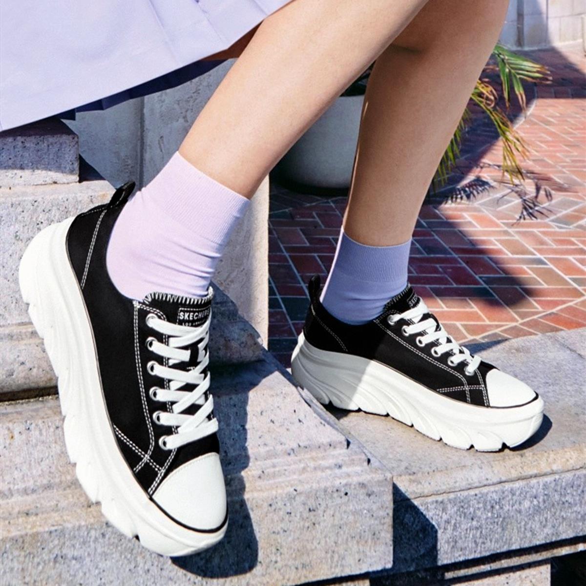 Skechers斯凯奇女鞋2024春季新款经典帆布鞋厚底增高休闲鞋177435