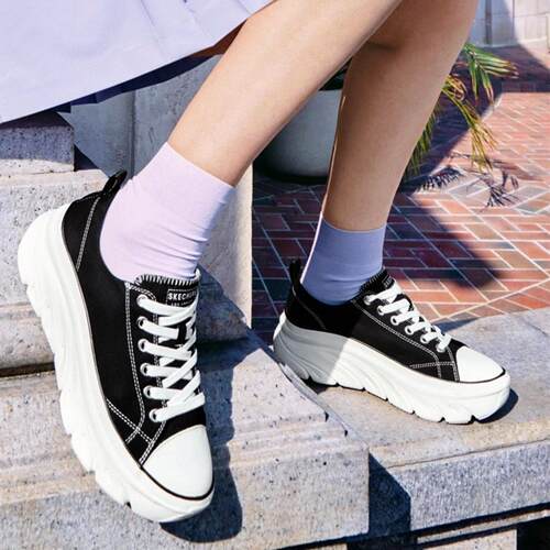 Skechers斯凯奇女鞋2024春季新款经典帆布鞋厚底增高休闲鞋177435