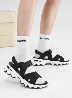 Skechers斯凯奇夏季新款熊猫凉鞋厚底女鞋沙滩鞋缓震运动鞋119710