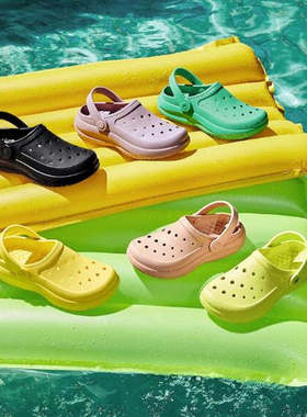 Skechers斯凯奇泡泡鞋女鞋洞洞鞋夏季外穿沙滩鞋软底拖鞋111514