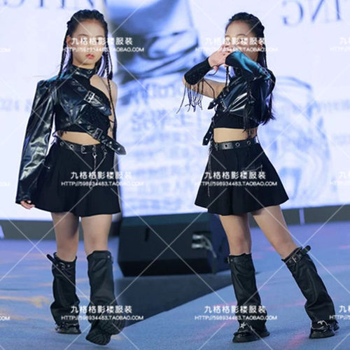 女童酷帅机车风儿童演出服