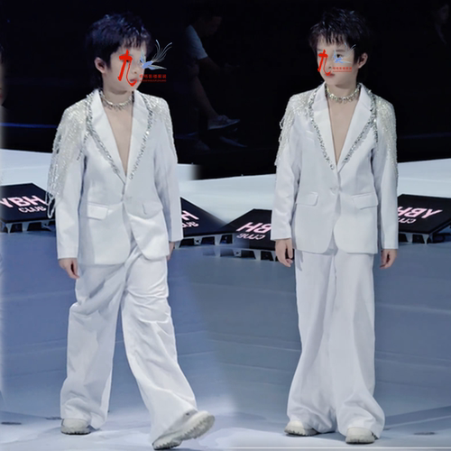 唱歌比赛男童西装套装主持人礼服T台走秀大赛演出服儿童跳舞服装