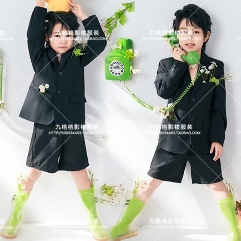 影楼男童西装拍摄森系写真主题艺术照少儿模特T台大赛儿童演出服