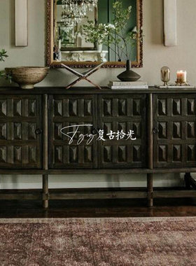 复古拾光法式复古实木餐边柜客厅新古典黑色储物置物玄关柜可定制