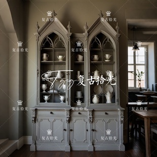 复古拾光法式复古实木雕花餐边柜客厅装饰柜储物柜书柜玄关柜酒柜
