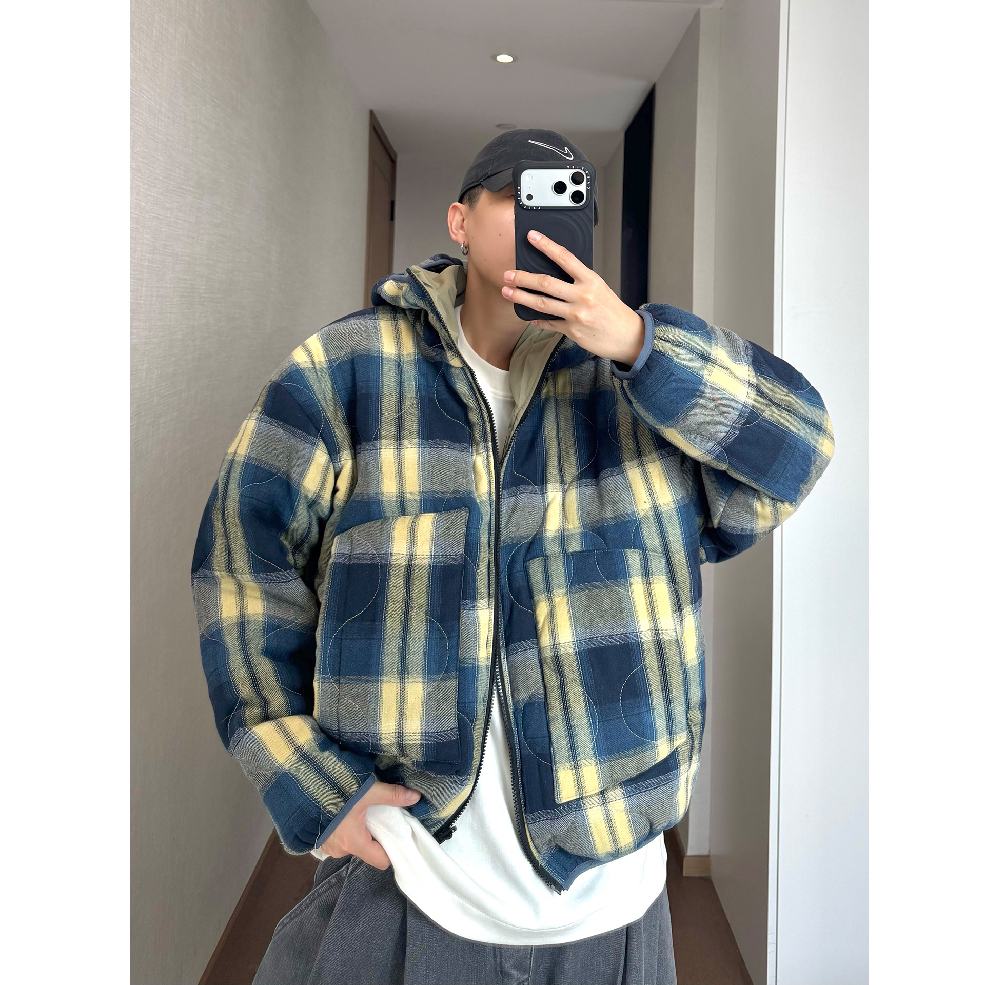 dannyandzee 11月24日上午十点 葫芦格绗棉两面穿连帽棉衣外套