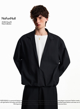 NOFUNNULL 老钱风美式休闲假两件长袖高质衬衫男女简约套头衬衣潮