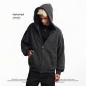 连帽卫衣男女秋cleanfit宽松小众百搭外套 条纹开衫 NOFUNNULL 美式