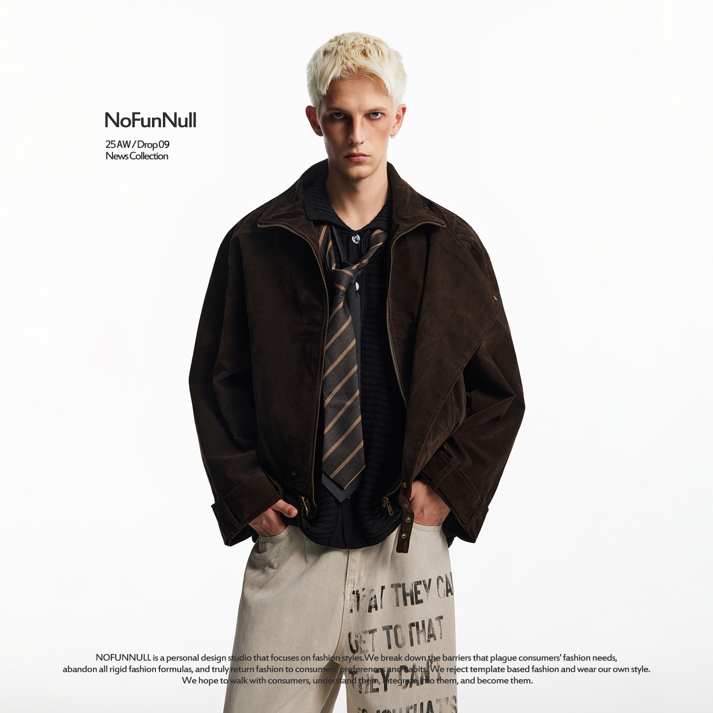 NOFUNNULL高街结构设计麂皮夹克