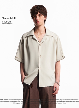 NOFUNNULL 美式cleanfit结构短袖衬衫男春夏高级感学院风高质衬衣