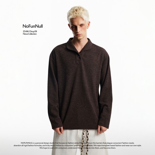 NOFUNNULL美式老钱风针织长袖T恤
